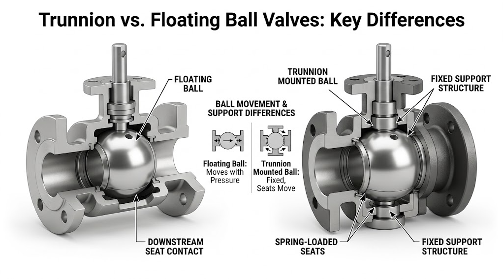 Trunnion vs. Katup Bola Mengambang: Perbedaan Utama